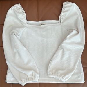 Madewell crepe square-neck puff-sleeve top